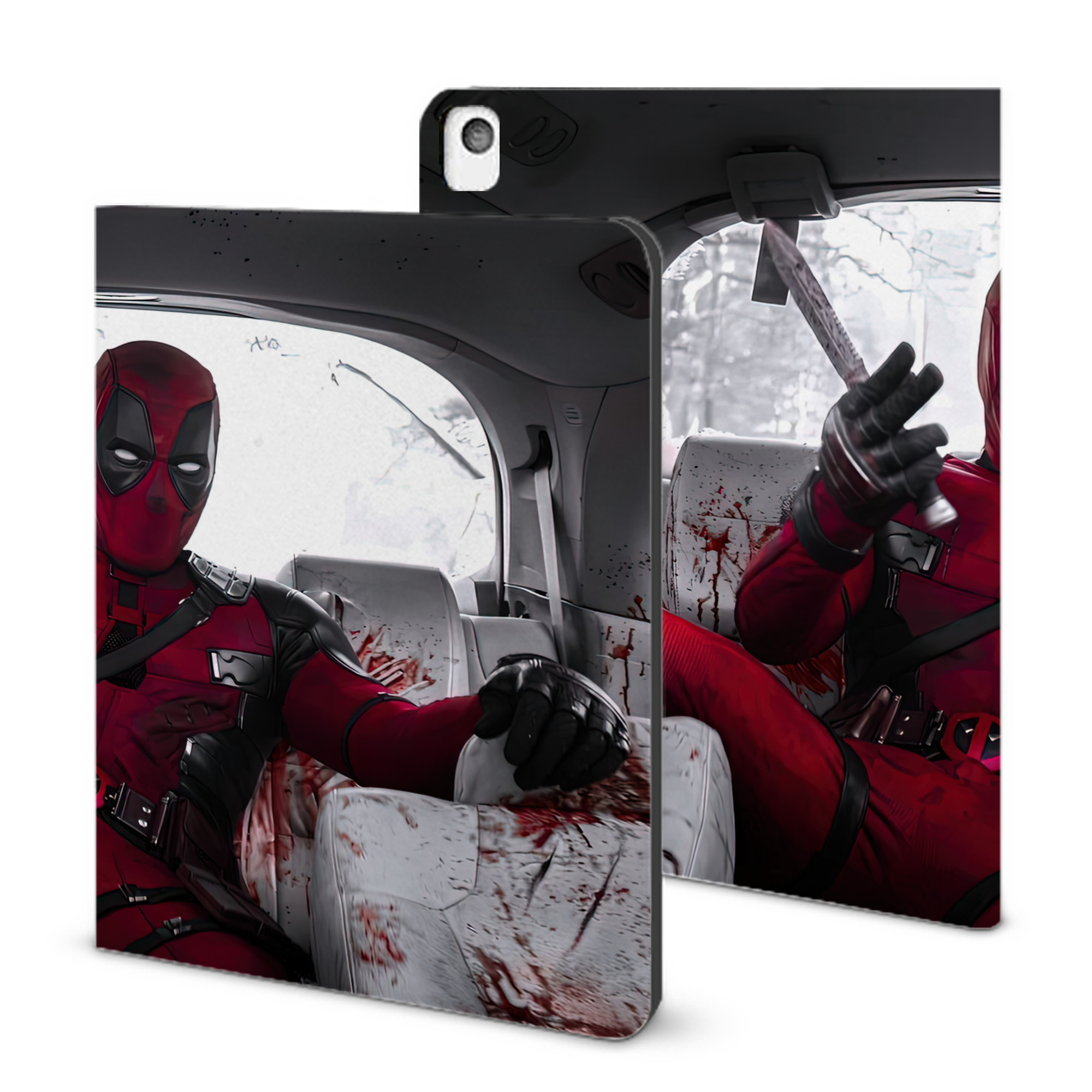 （画像用） Deadpool デッドプール IPadケース ペンホルダー付き ブックスタイルデザイン